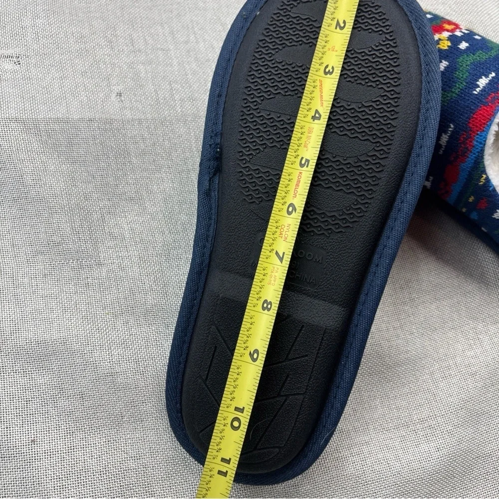 Club Room Mens Holiday Slip On Slippers Navy Blue Red Size Medium 8-9